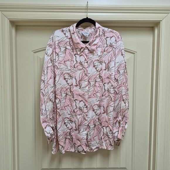 Vintage Bob Mackie Silk Floral Top Women 26W Art Tropical Vacation Resort Pink - Picture 1 of 7